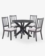 Lake Charles Round Trestle Dining Table Set (1 Table+4 Slat Back Chairs)