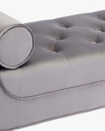 Florence Roll Arm Tufted Velvet Bench with Bolster Pillows