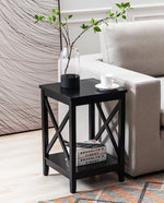 24" Visalia X-Side Tall Wood End Table