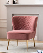 DUHOME pink velvet slipper chair side view