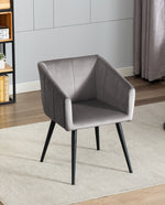 grey upholstered dining armchair