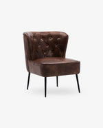 DUHOME faux leather & metal accent chair dark brown