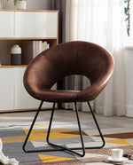 DUHOME San Diego round occasional chair dark brown side view