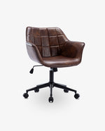 DUHOME brown leather chair desk