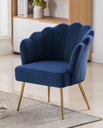 DUHOME Sacramento blue velvet scallop chair side view