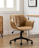 DUHOME brown leather home office chair cream