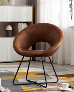 DUHOME round occasional chair brown side view