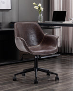 DUHOME brown leather task chair dark brown