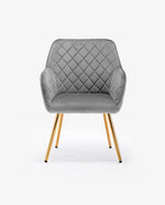 DUHOME grey velvet occasional chair front view