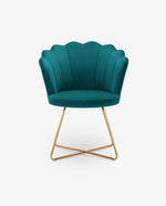 teal scalloped velvet accent chair