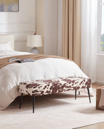 Cody Cow-Print Velvet Bedroom Bench for End of Bed