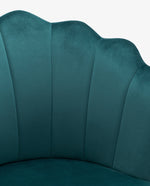 scalloped velvet accent chair of teal velvet material