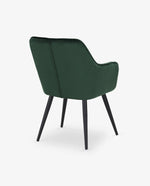 DUHOME velvet dining chairs with chrome legs green display