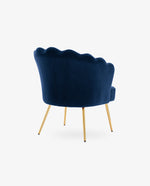 DUHOME Sacramento blue velvet scallop chair back view