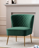 DUHOME wheeling velvet slipper chair green side view