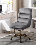 DUHOME upholstered rolling chair grey