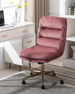 DUHOME upholstered rolling desk chair pink