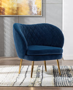 DUHOME Branson glam lounge chair blue side view