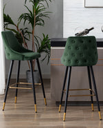 DUHOME upholstered bar stools with backs green